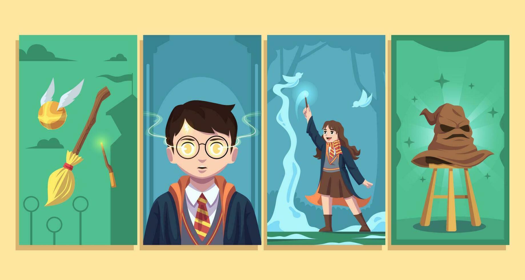 Magic Boy and Girl with Magic Power Social Media Story vector