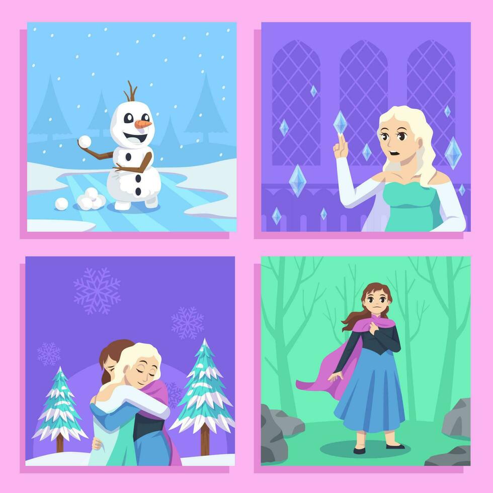 Ice Princess and Friends Social Media Post vector