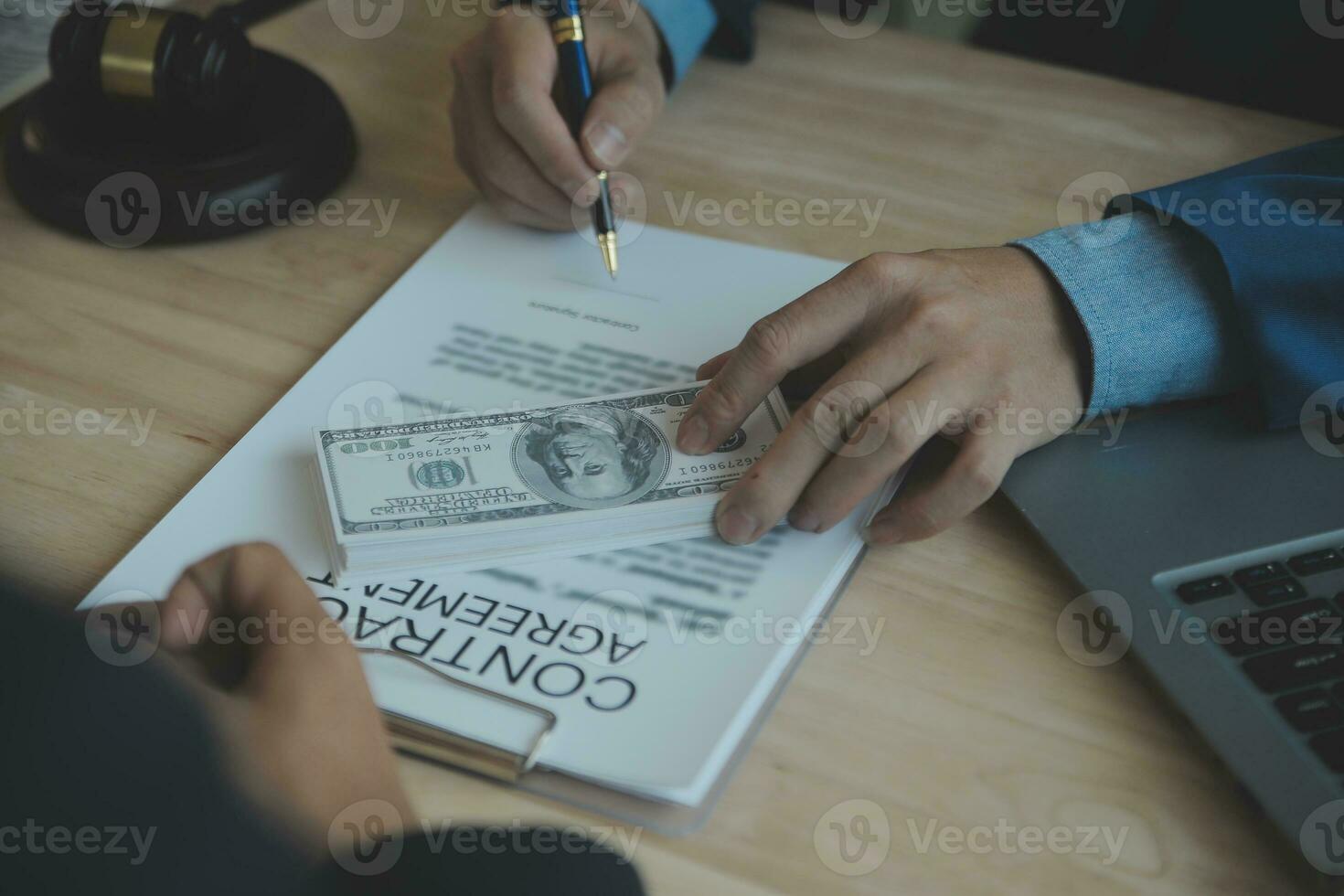 Customer service good cooperation, Consultation between a Businessman and Male lawyer or judge consult having team meeting with client, Law and Legal services concept. photo