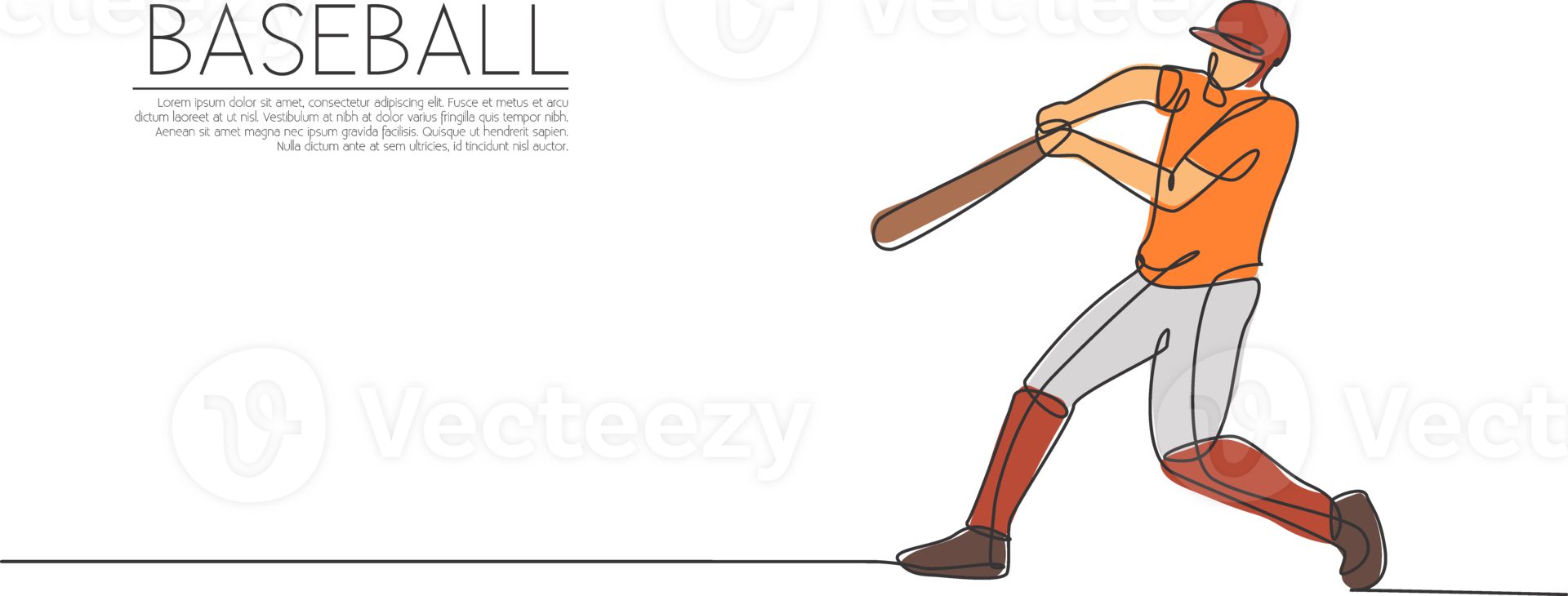 Single continuous line drawing of young agile man baseball player practice to hit ball at field. Sport exercise concept. Trendy one line draw design illustration for baseball promotion media png