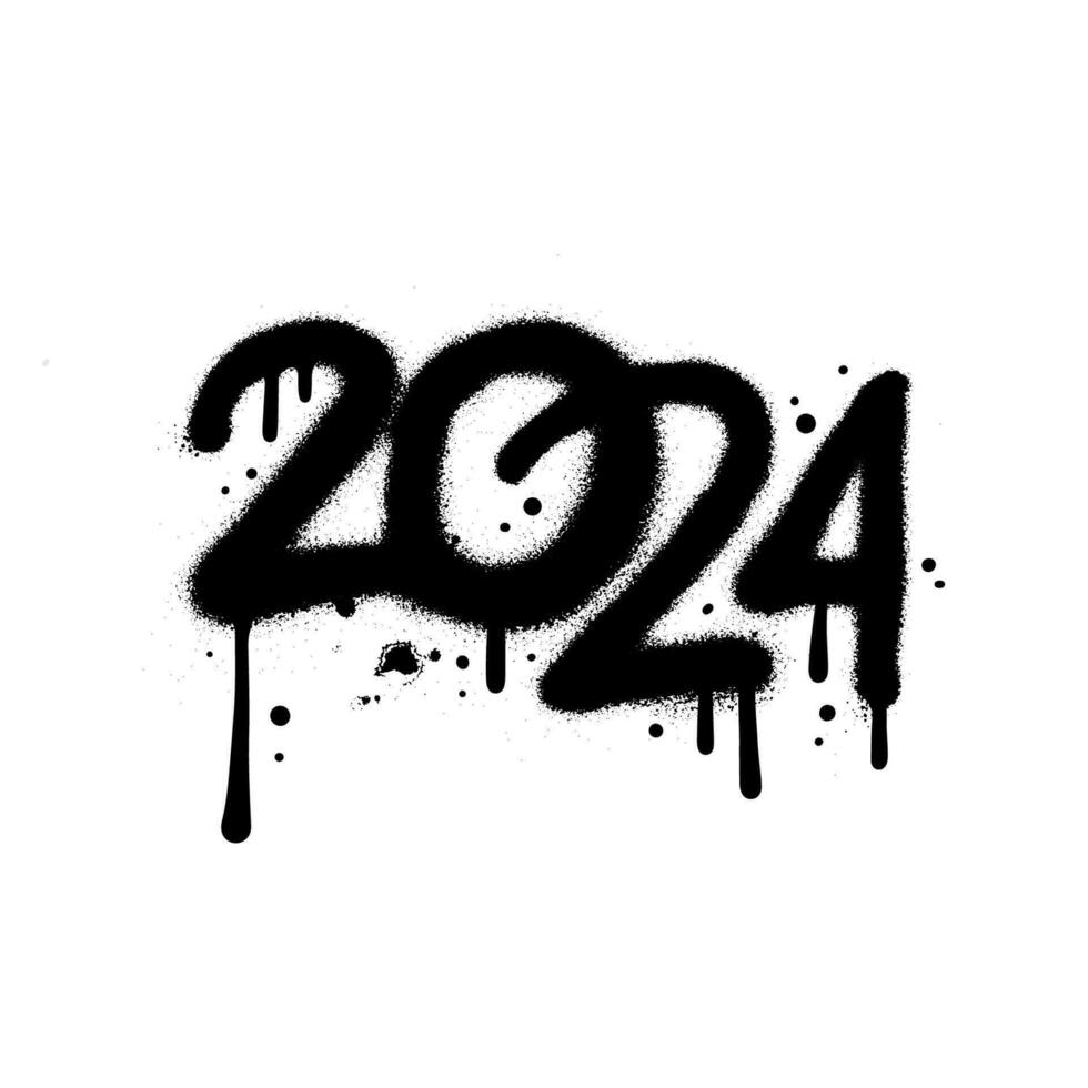Urban Graffiti number 2024 in sprayed paint style. Splatter Urban Graffiti number 2024 in sprayed paint style. Splatter