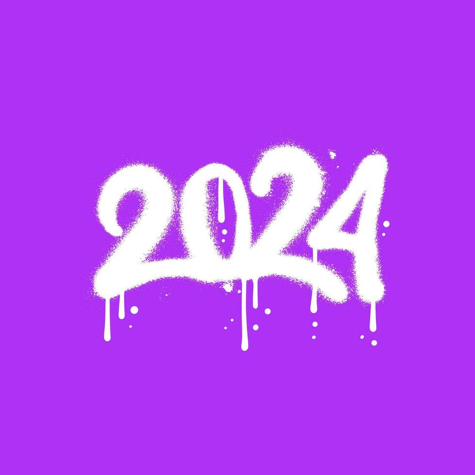 Urban Graffiti number 2024 in sprayed paint style. Splatter