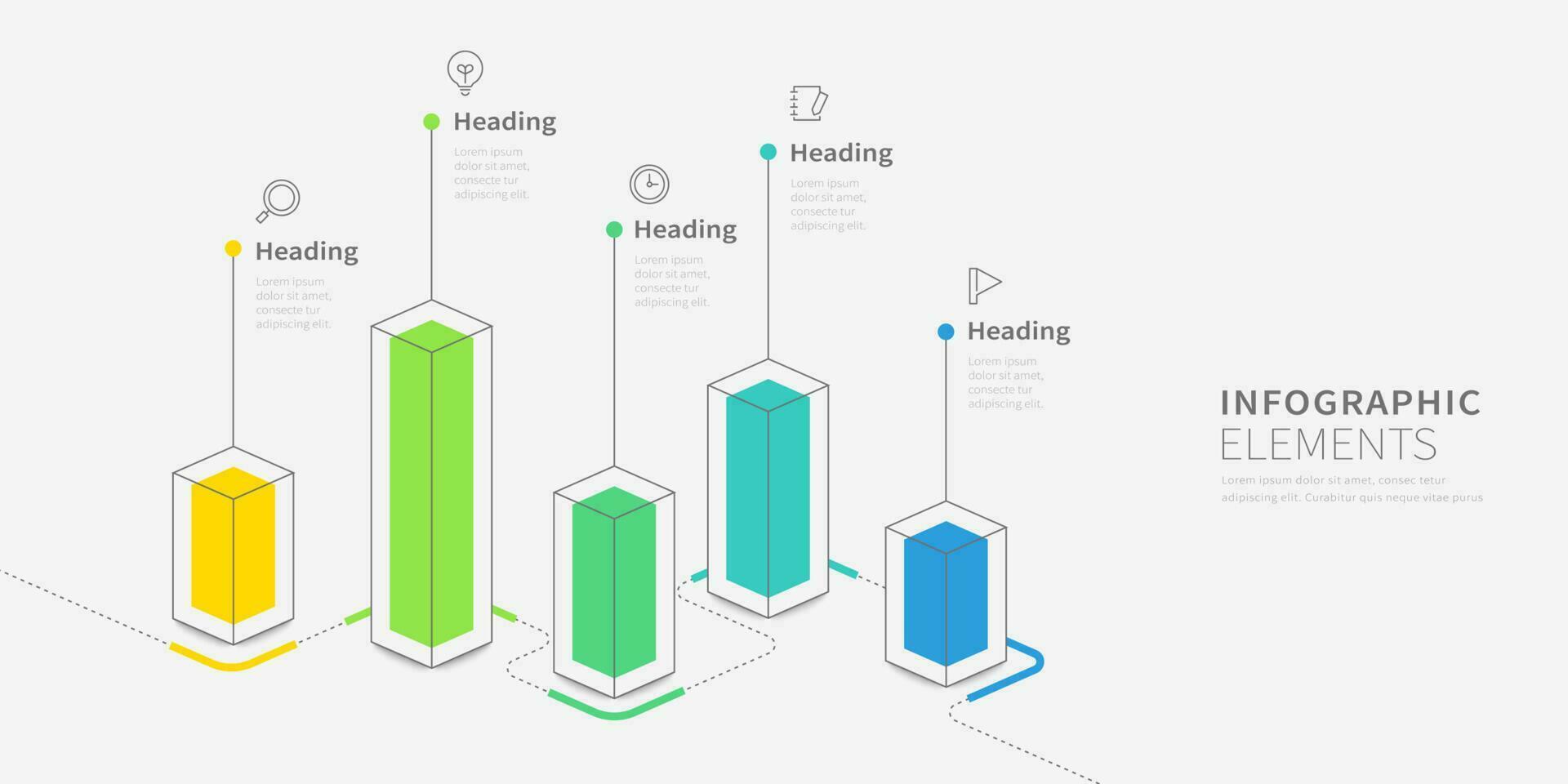 Modern infographic design template, vertical bars with icon elements vector