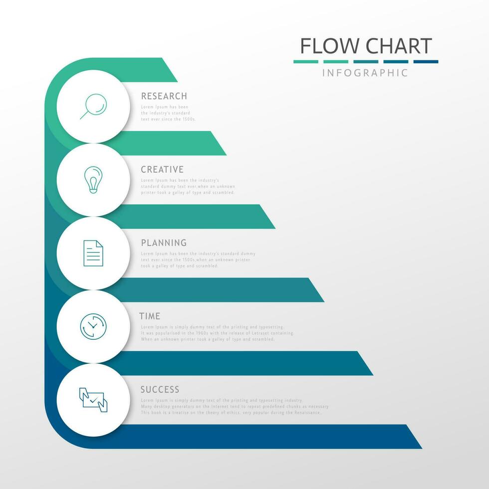 5 steps, levels infographic design with business icons, flow chart template for report, business or presentation vector