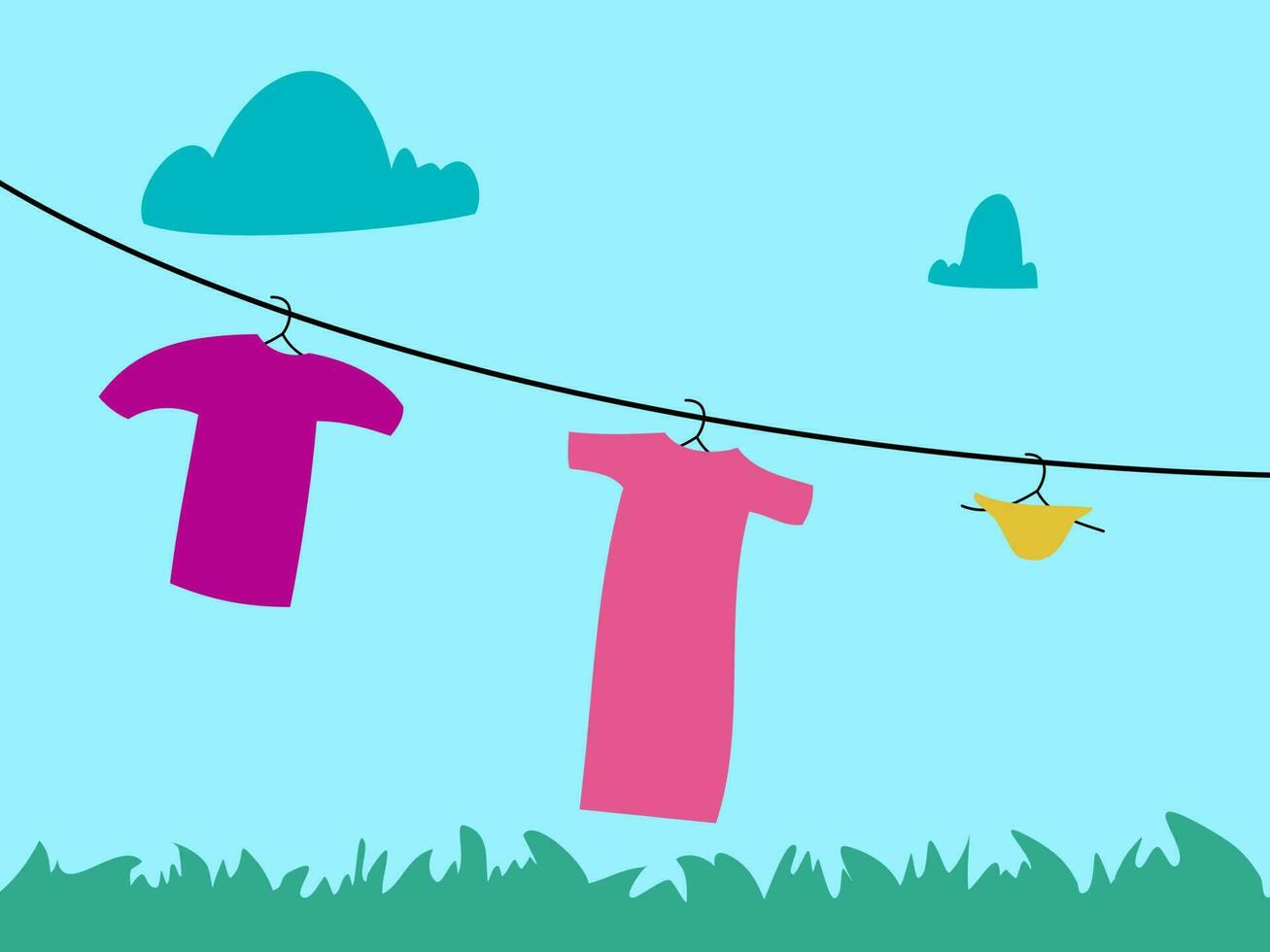 flat design clothesline vector illustration