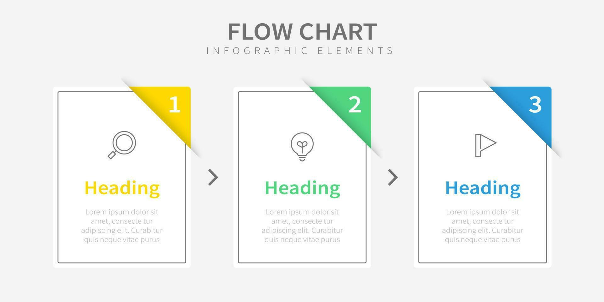 Vector infographic label design with icons and three options or steps. Flow chart infographics for business concept.