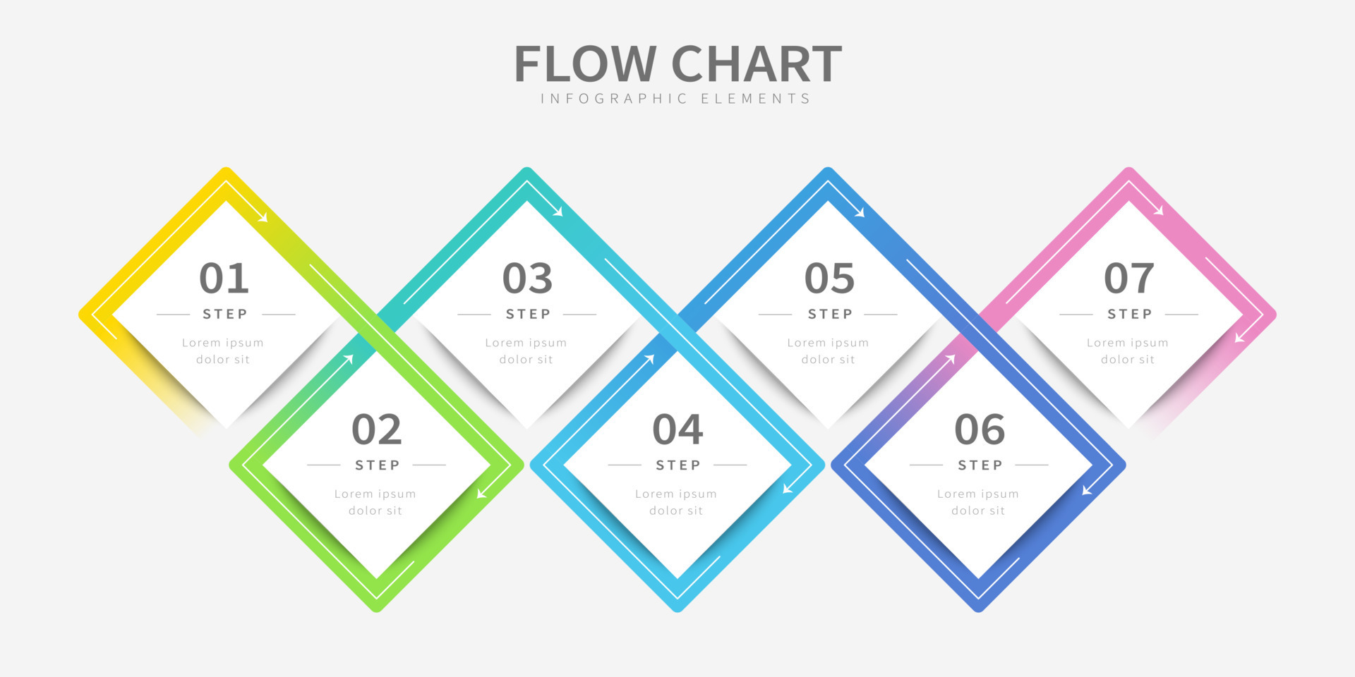Flow chart design, diamond shape vector infographic design template