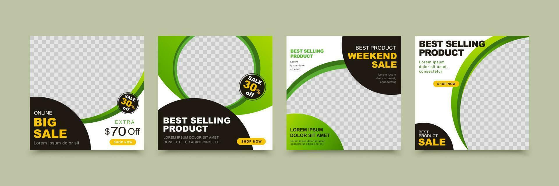 Modern social media template with green curve lines and circles background , suitable for brand building or promotion vector