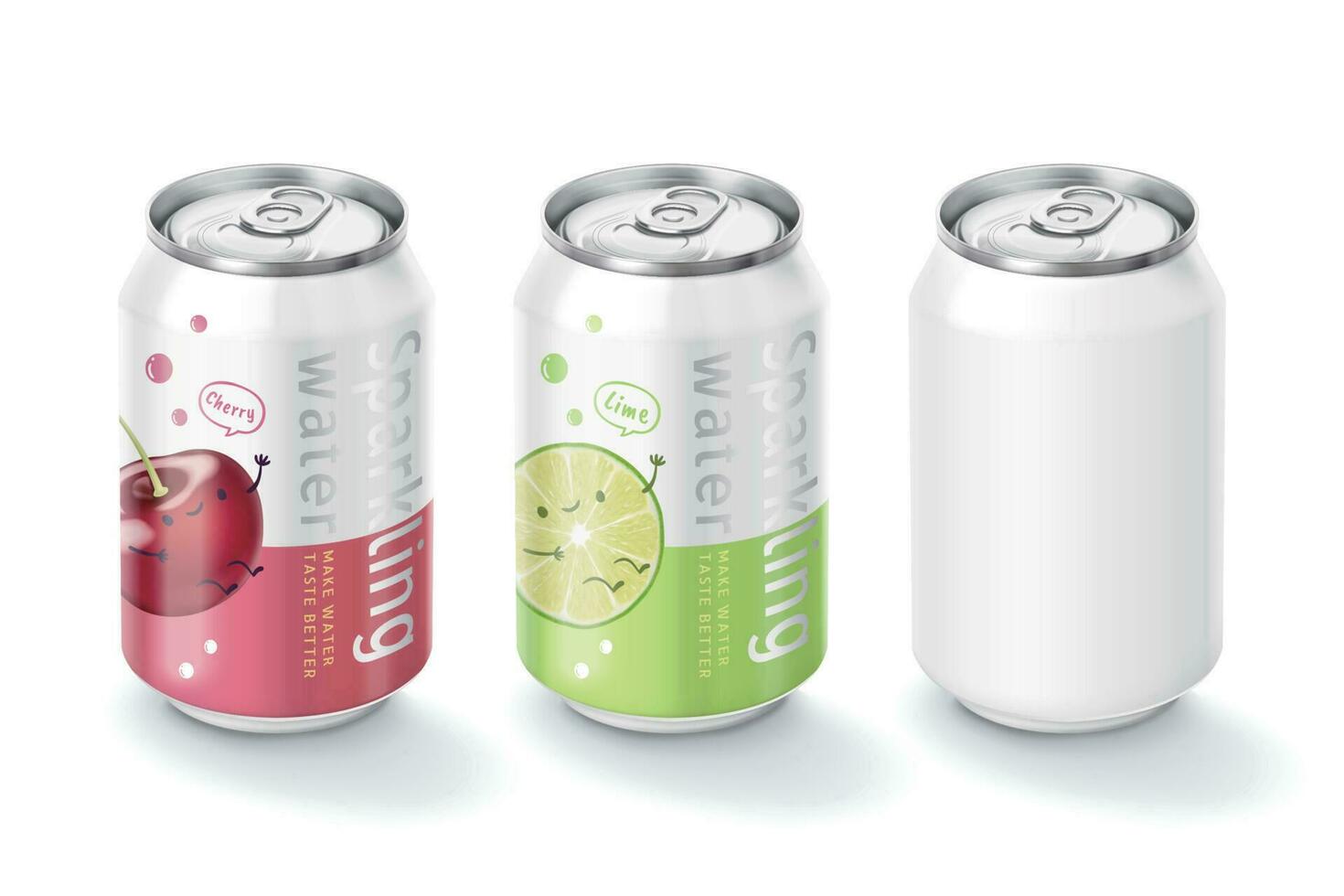 Sparkling water package design in fruit flavor 3d illustration vector