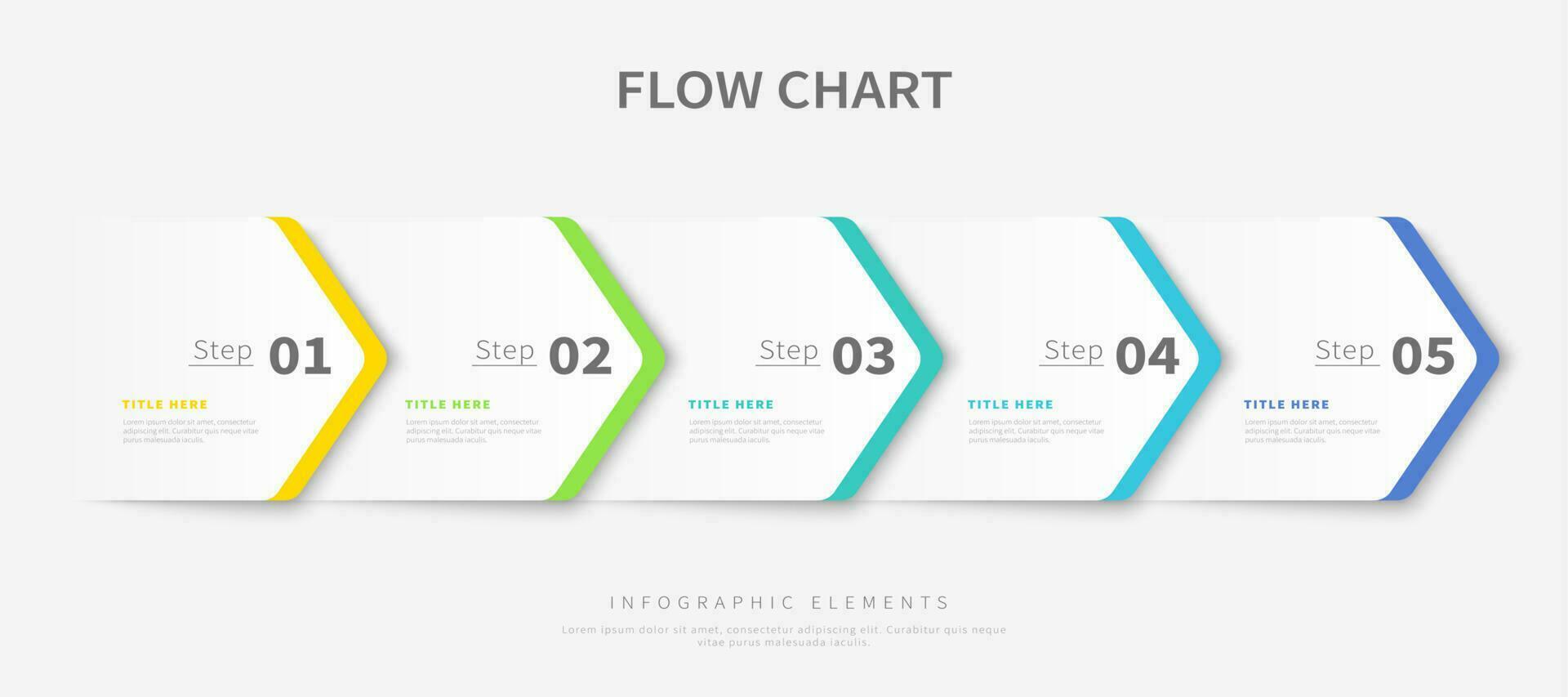 Process flow chart infographic template design, Colourful infographics with arrow elements vector