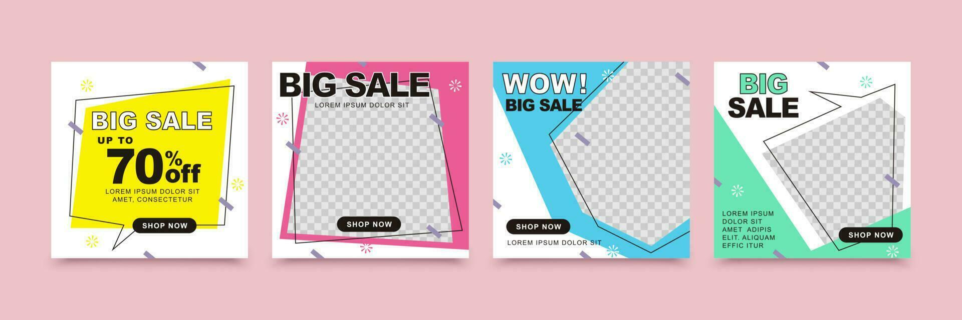 Cute designed social media template with hand drawing style, suitable for brand building or promotion vector