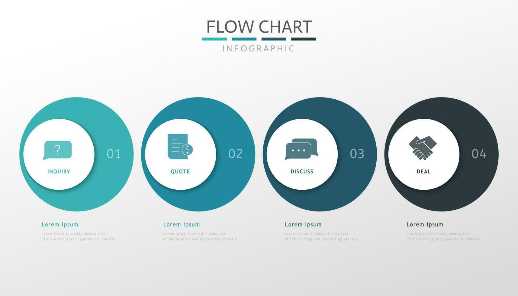 Four round infographic elements, representing four stages of business process flow chart vector