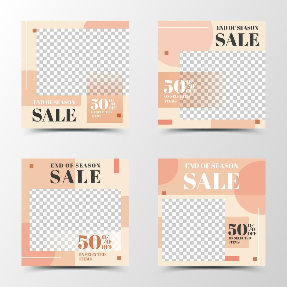 A set of simple social media template design in soft pink color, creating an image related to female, beauty or soul, suitable for sales, business promotion vector