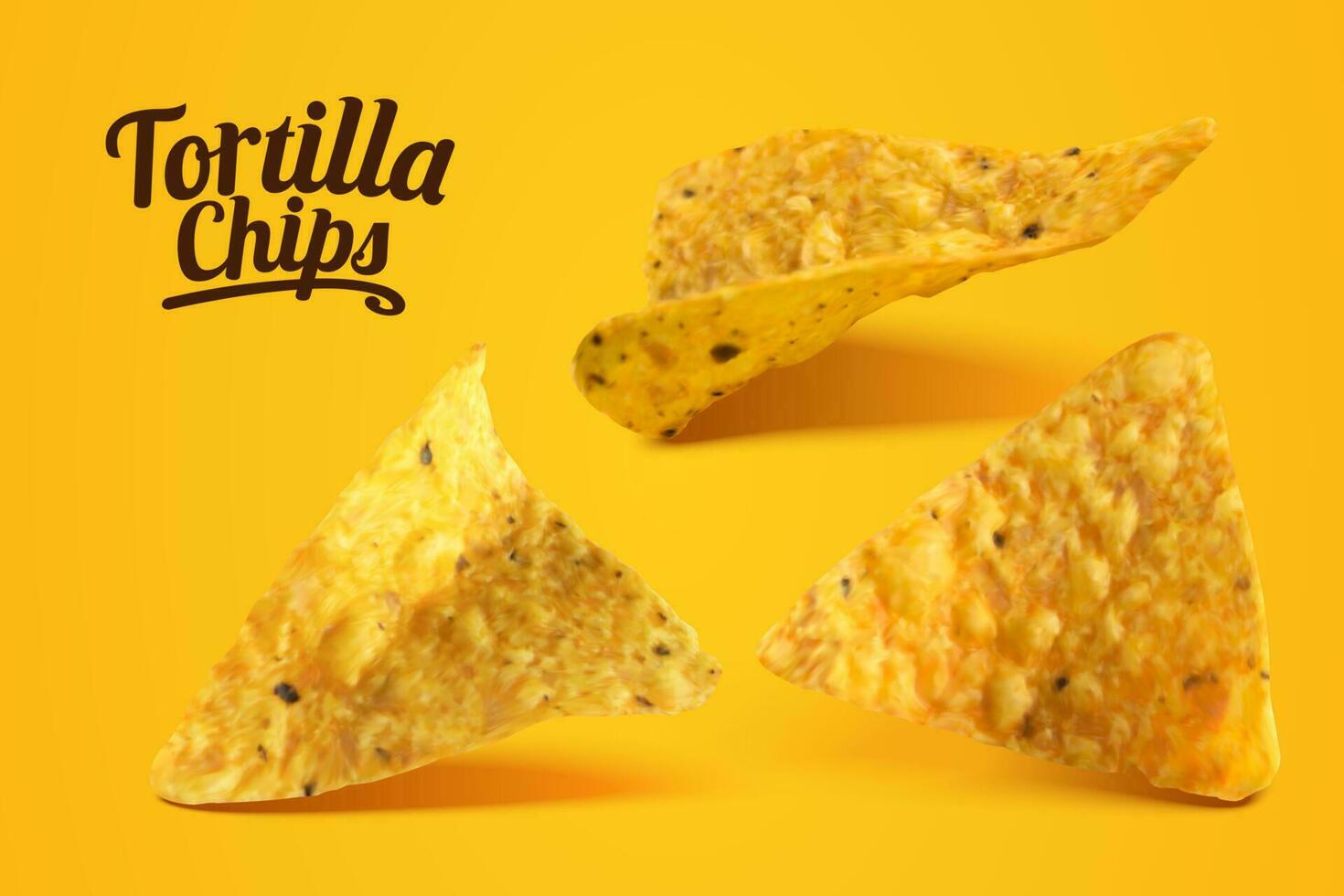 Delicious cheese tortilla chips in 3d illustration vector