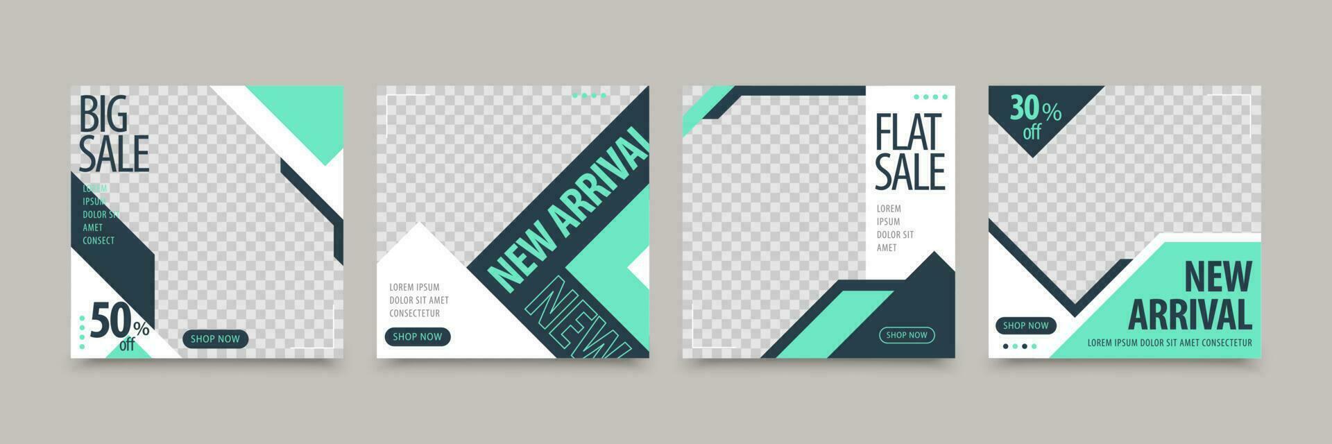 Simple social media template with geometric background in marine palette, suitable for brand building or promotion vector