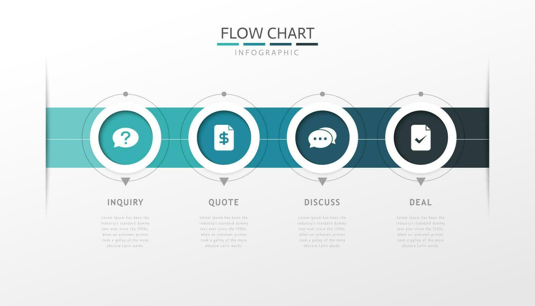 flow chart infographic with 4 steps with calm and Futuristic style vector
