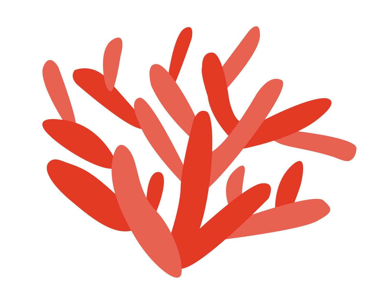 Vector sea coral flat illustration. Flat style red coral