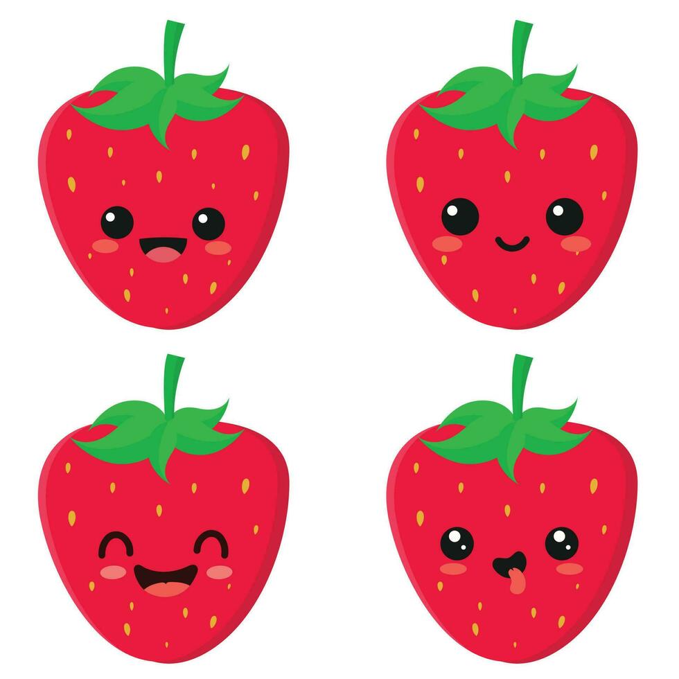 Happy strawberry character with funny face vector