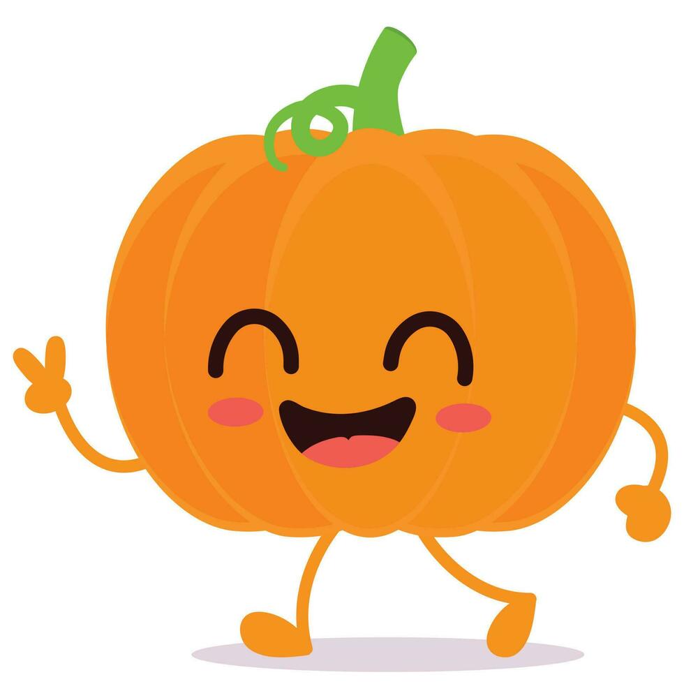 naranja calabaza personaje con gracioso cara vector