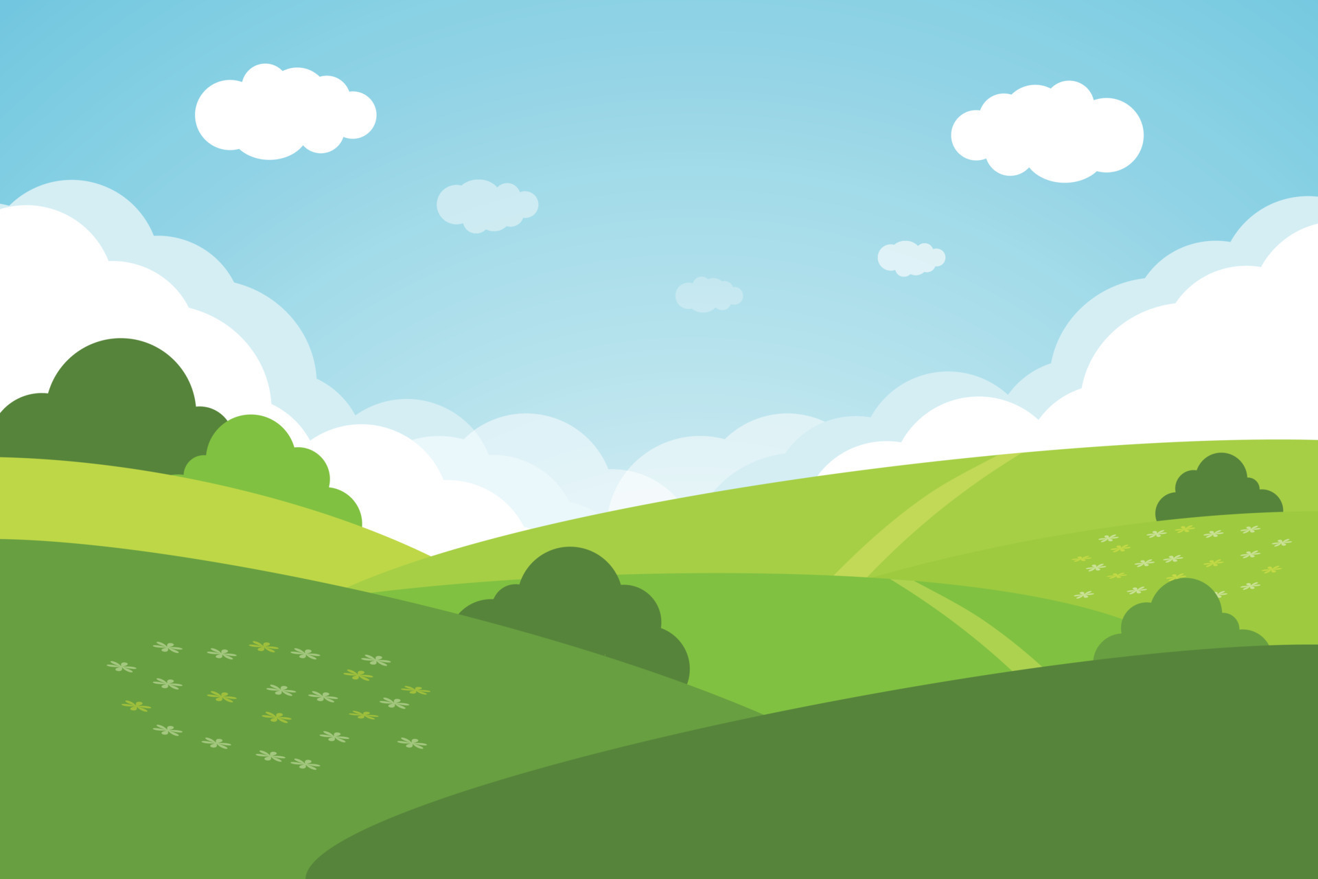 Valley landscape. Cartoon meadow landscape with grass. 24112581 Vector ...