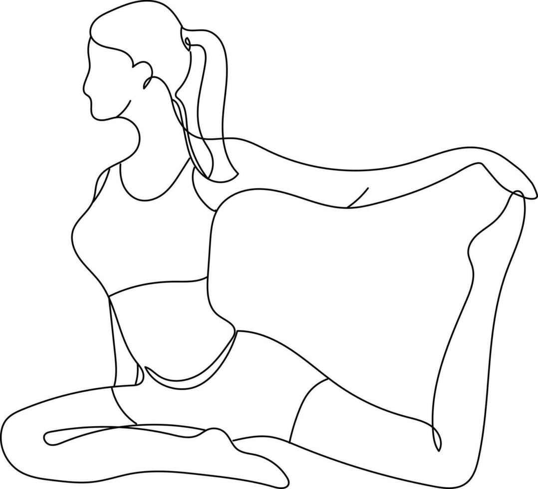 One Leg Pigeon Pose Yoga Illustration vector