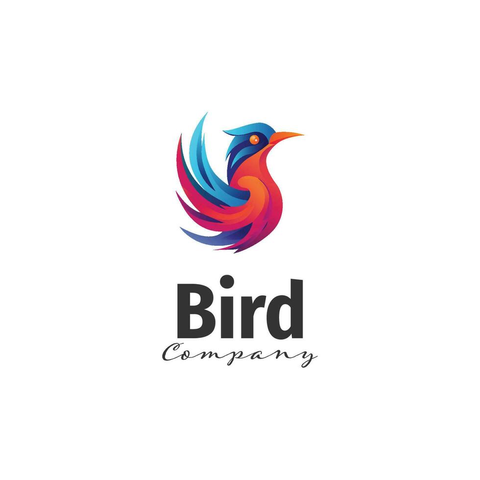 Bird logo colorful gradient illustration template design vector