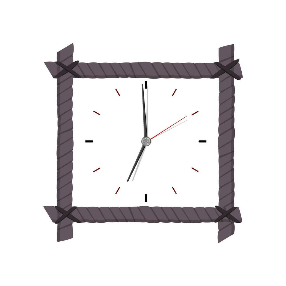 Aesthetic wooden clock frame. Wall clock template vector