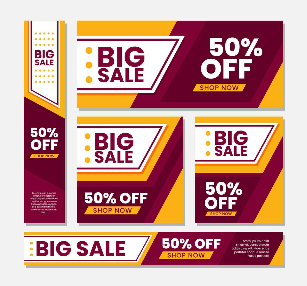 Set big sale banner template flat design vector