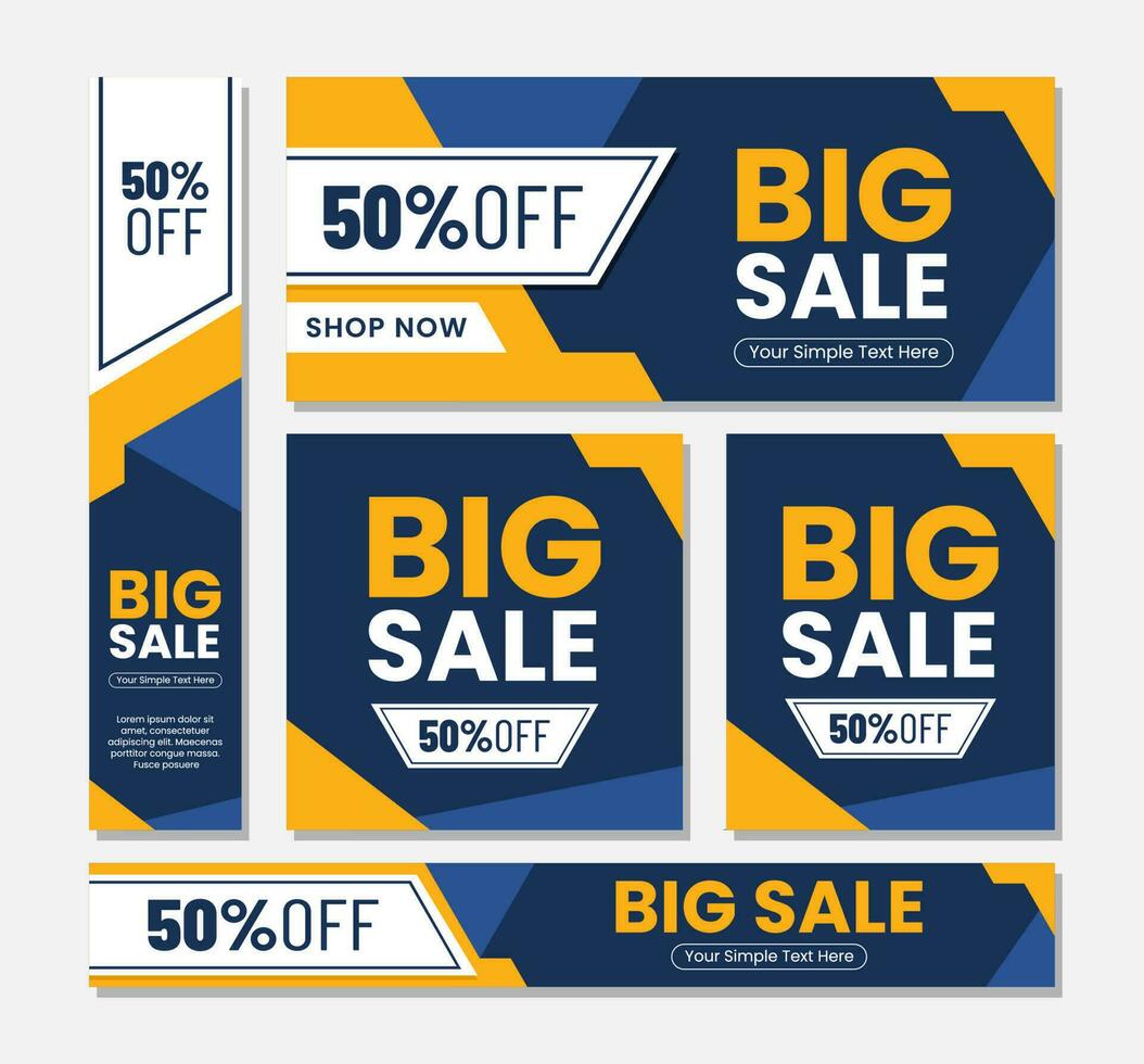 Set big sale banner template flat design vector