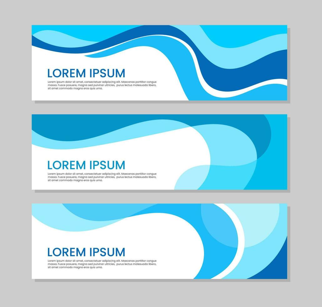 set of abstract blue banner template with wave vector