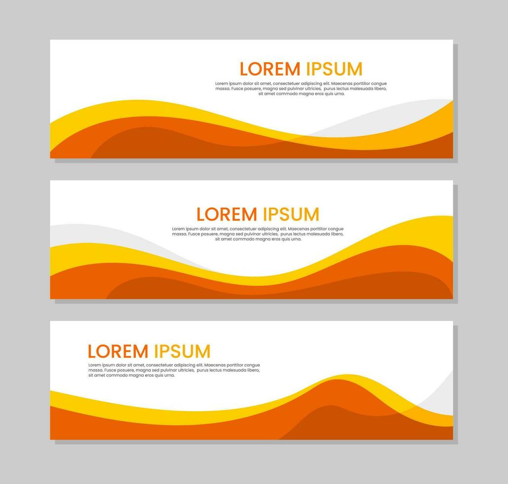 set of abstract orange banner template wave design vector