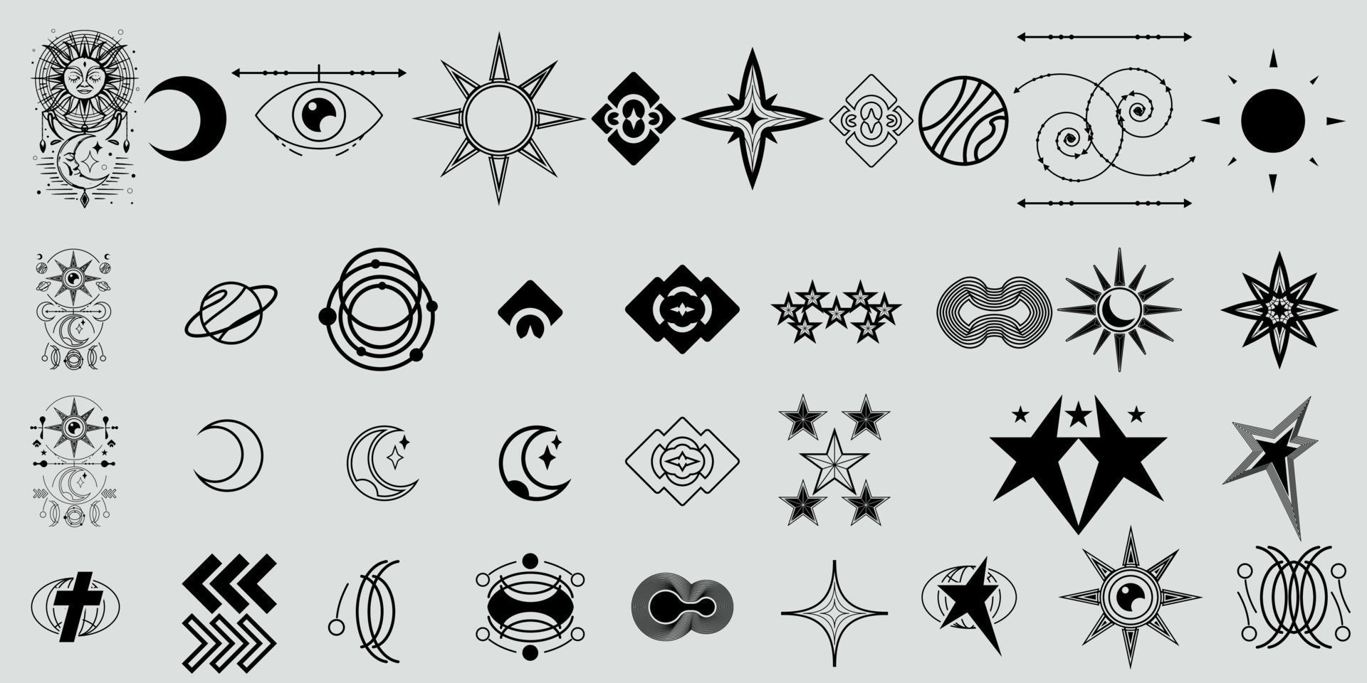 Versatile Collection of Geometric Symbols and Objects in Y2K Vector ...