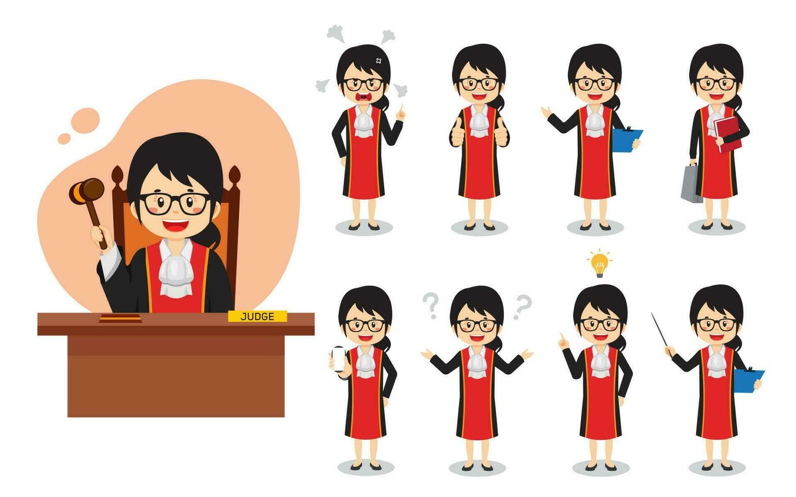 Judge Character with Various Activities vector