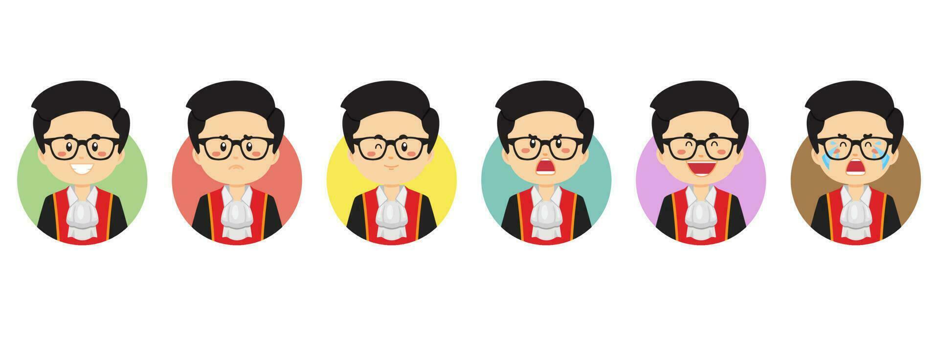 Judge Avatar with Various Expression vector