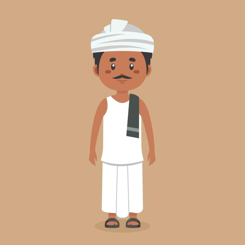 India Farmer Character Cartoon vector