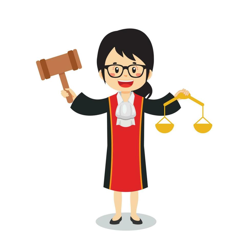 Cute Character Drawing Judge vector