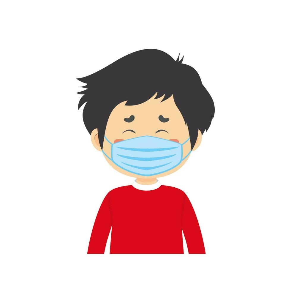 Little Boy Is Sick vector