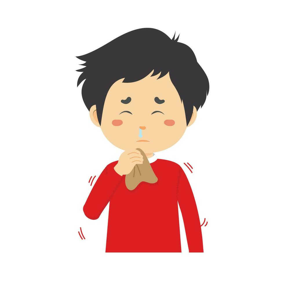 Little Boy Is Sick vector