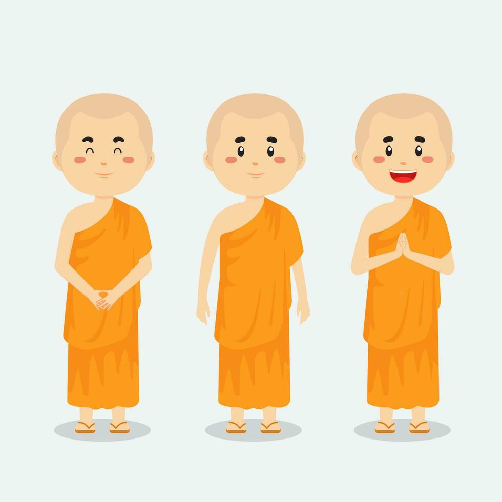 Budha personaje con varios expresión vector