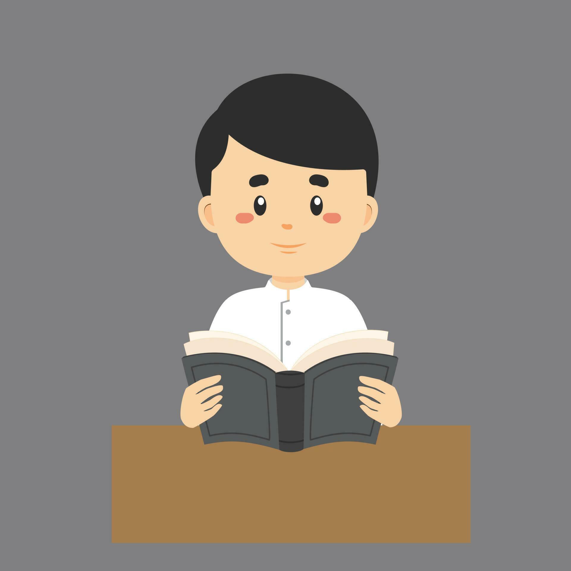 Student Read a Book 24113244 Vector Art at Vecteezy