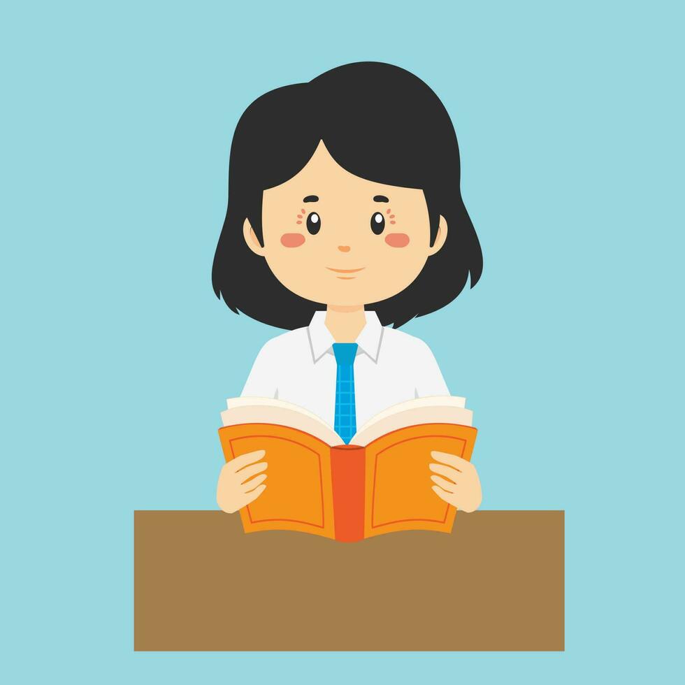Student Read a Book vector