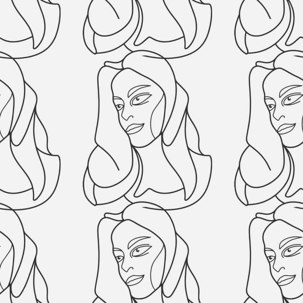 mujer resumen silueta vector manojo. maravilloso dibujado a mano minimalista resumen diseños de caras, manos, y formas