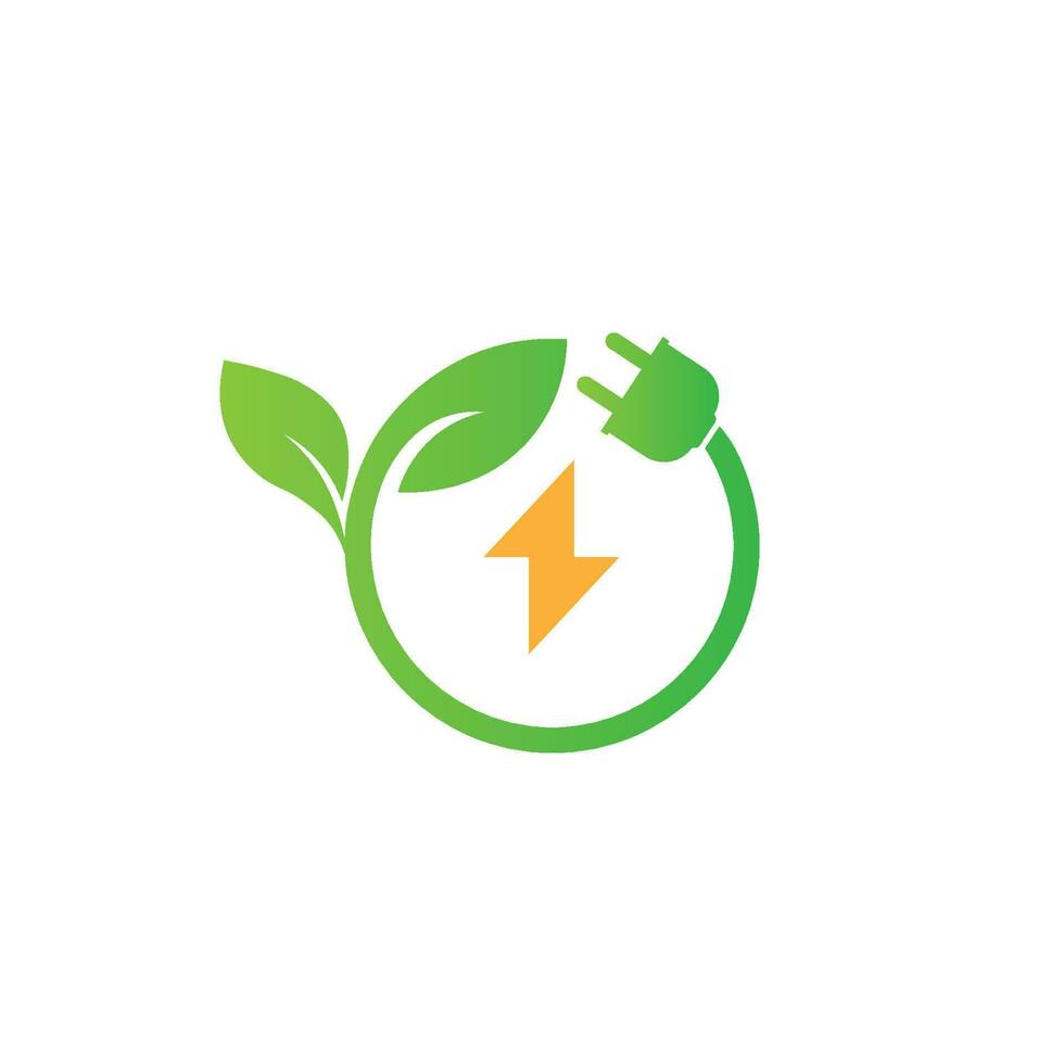 verde energía logo eco tecnología eléctrico naturaleza poder vector símbolo