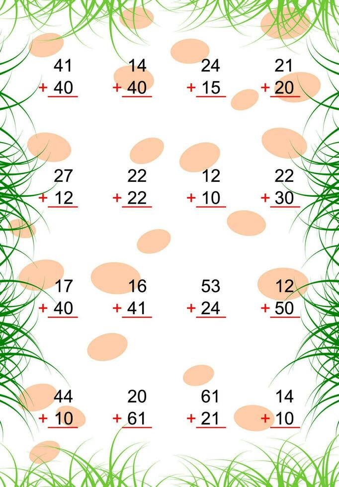 math addition two digit without regrouping vector