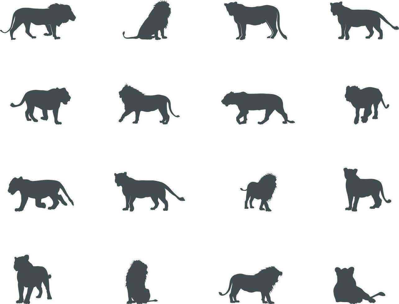 Lion silhouette, Lion vector set.