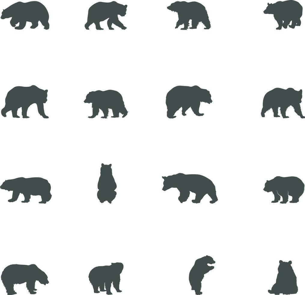 Bear silhouette, Bear animal silhouettes vector