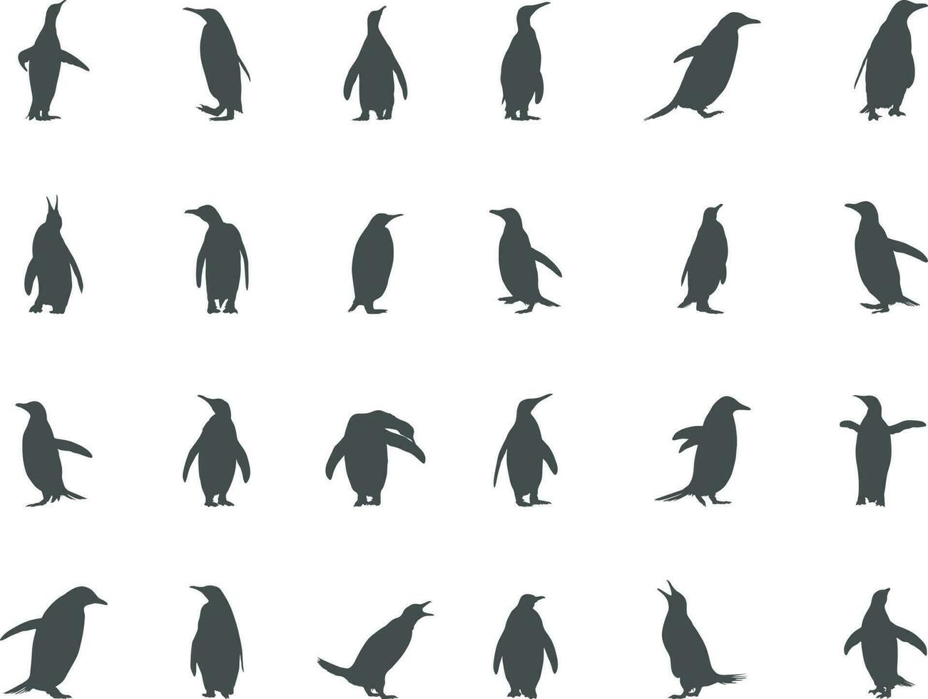 Penguins silhouette, Penguin clipart, Penguin illustration. vector