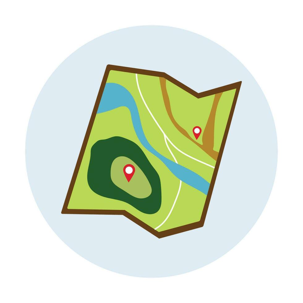 paper map icon mark pin for a camping destination vector