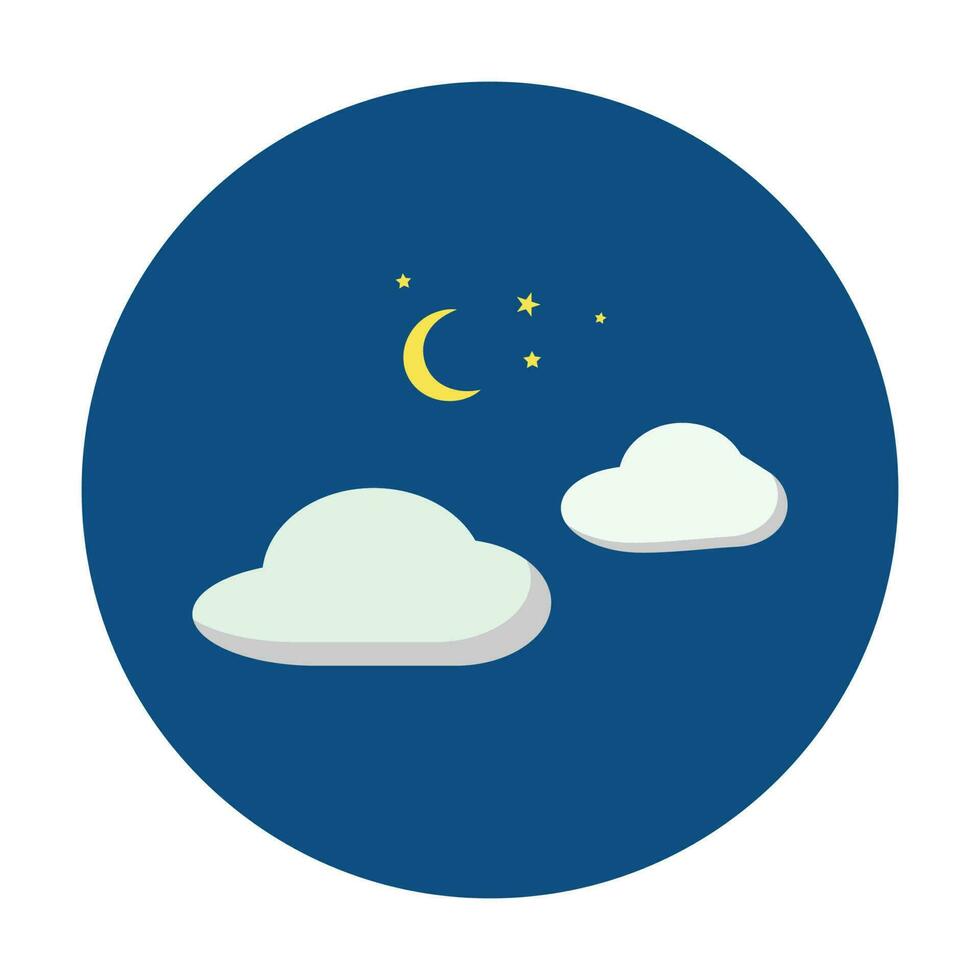 clouds, moon, and stars icon. Nighttime icon vector