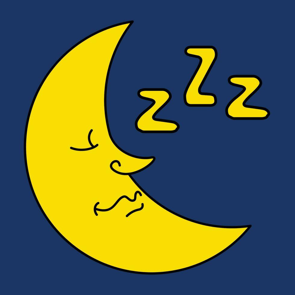 Editable Sleeping Moon Vector